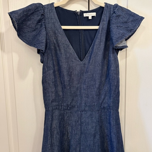 Ann Mashburn Flutter Sleeve Maxi Dress in Dark Chambray Linen, Size XS - Picture 7 of 15